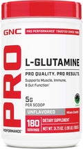 GNC Pro Performance L-Glutamine 5000mg, Amino Acid Supplement Powder, Supports Muscle Recovery, Function, Immune System, Plays Key Role in Protein Synthesis, Unflavored, 181 Servings