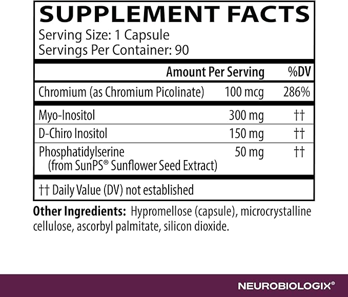 Neurobiologix Metabolic Stimulator, Inositol & Chromium Picolinate Professional Grade Formula, Metabolic Wellness and Cellular Energy for Men and Women, Gluten Free, Non GMO, Vegetarian, 90 Capsules