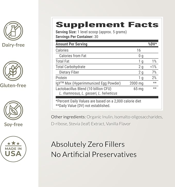 Microbiome Breakthrough™ Gut Support Powder – Vegetarian Vanilla – With Probiotics, Prebiotics, and IgY Max® – Source of L-Glutamine – Supports Digestive Comfort, Gas & Bloating Relief 30 Servings*