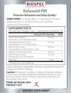 BIOSPEC NUTRITIONALS RELAXAID PM - Melatonin, Saffron, Ashwagandha, Valerian, Passionflower, Apigenin, Sleep Support