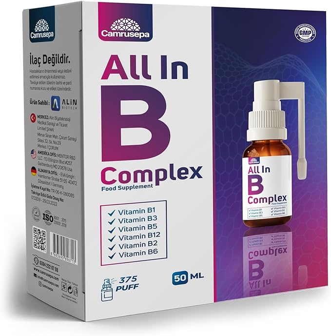B Vitamin Complex Spray – High Absorption Liquid Supplement (B1, B2, B3, B5, B6, B12) – Natural Energy, Nerve & Metabolism Support – Fast-Acting Oral Spray – Convenient Daily – 1.69 fl oz