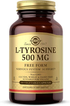 Solgar L-Tyrosine 500 mg, 100 Vegetable Capsules - Brain & Nervous System Support - Vegan, Gluten Free, Dairy Free, Kosher - 100 Servings,Standard Packaging