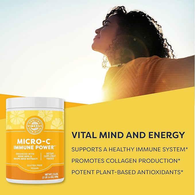 Vimergy Micro-C Immune Power TM * - 500g – 139 Servings – 2000mg/serving – Gentle Form – Antioxidant Phytonutrients – Immune & Nerve Support – Benefits Bone & Cartilage – Gluten-Free – Kosher – Vegan