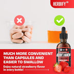 HERBIFY Lions Mane Supplement - Daily Mushroom Supplement for Memory, Focus & Clarity - Brain Booster - Lions Mane Tincture for Immune Support - 4 Fl oz Strawberry Flavor