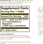 Folate (as Metafolin) 1000mg.