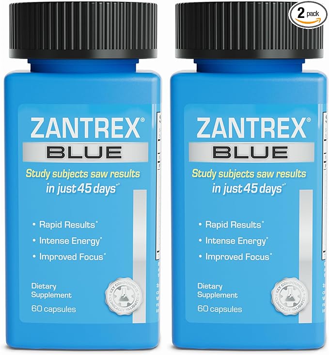Zantrex Blue Energy & Thermogenesis Boost Energy | Weight Loss Supplement for Appetite Control, Increased Calorie Burn and Supports GLP-1 Levels | 120 Capsules
