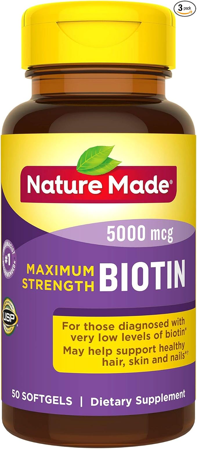 Nature Made Biotin 5000 mcg Liquid Softgels 50 ea (Pack of 3)