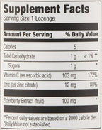 Amazon Elements Elderberry Complex, Immune System Support, 60 Berry Flavored Lozenges, Elderberry 100mg, Vitamin C 103mg, Zinc 12mg per Serving (Packaging May Vary) (Pack of 2)
