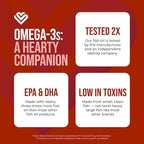 Heart Health Essential Omega III Fish Oil with Vitamin E – High EPA & DHA for Heart, Triglyceride & Blood Flow Support, Lemon Oil, Gluten-Free, Non-GMO, 60 Servings