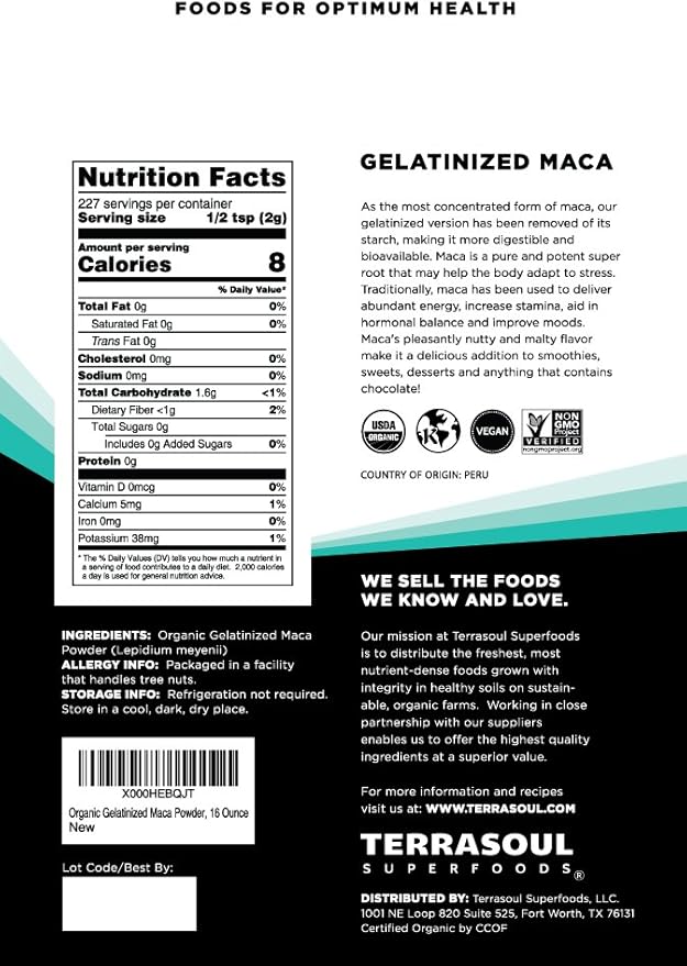 Terrasoul Superfoods Organic Gelatinized Maca Powder, 5 Lbs - Premium Quality | Supports Increased Stamina & Energy | Gelatinized for Easy Digestion
