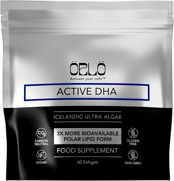 Orlo DHA Supplement 1000mg - 3X Absorption Natural Icelandic Nordic Omega 3 DHA & EPA for Brain & Eye Support – Vegan Fish Oil Alternative, No Fishy Aftertaste, 60 Easy-to-Swallow Mini Softgels