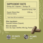 HERBAMAMA Chicory Root Fiber Capsules - 1200mg Chicory Root Powder for Gut Cleanse & Digestive Support - Vegan, Non-GMO Inulin Prebiotic Fiber Supplement