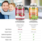 Ultimate Urinary Tract Health Bundle – D Mannose and Liposomal Vitamin C, with Cranberry, Ascorbyl Palmitate, Enhanced Absorption Formula, Detox, Dietary Supplement, Bladder Support