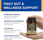 Digestive Enzymes Supplement with 100 Billion CFU Organic Probiotic & Prebiotic - Multi-Enzyme Formula for Women & Men - Supports Digestive & Gut Health, Aids Protein, Carb & Dairy Digestion, 120 Caps