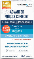 Granions Advanced Muscle Comfort - Natural Muscle Relaxer Pills Support - Quinine, Magnesium, Potassium, B Vitamins, Chamomile, CoQ10 - Immediate Muscle Relaxation and Comfort - 120 Tablet, 30 Serving