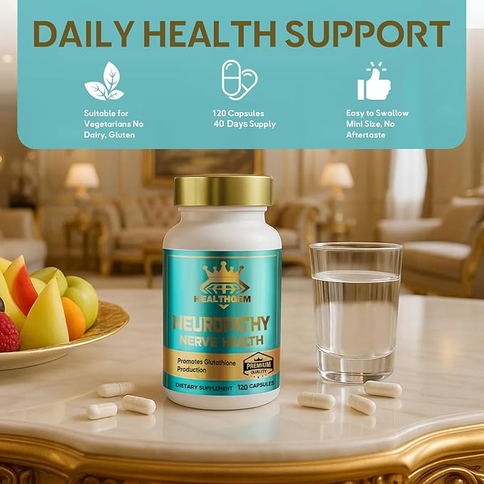 Neuropathy Support, Natural Nerve Supplement, Nerve Savior for Neuropathy with Pure Alpha Lipoic Acid, Fortify Nerves in Hands, Neck, Feet & Toes - 120 Capsules | 40-Day Supply