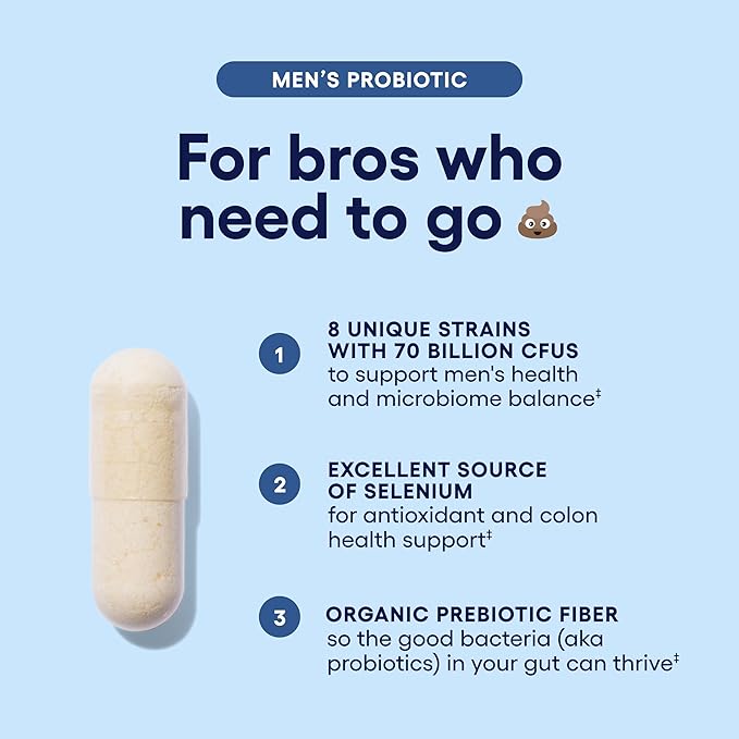 Physician's CHOICE Probiotics for Men - 70 Billion CFU - 8 Strains - Selenium & Organic Prebiotics - Supports Digestive Health, Microbiome, Colon, Immune Health - Advanced Men's Probiotic - 15ct 2pck
