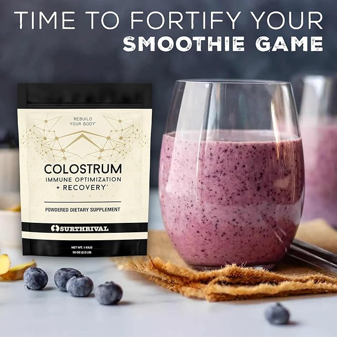 Surthrival: Colostrum Powder (1 Kilo, 2.2lbs), Immune Optimization & Recovery, Powdered Dietary Supplement, Gut Health, Immune Support, Keto Friendly