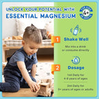 Magnesium Glycinate Liquid for Kids, Kids Magnesium Liquid Drops Supplement with L-Theanine, Calcium, Zinc, Vitamin D3 K2 for Sleep Calm Relaxation Brain Bones Focus, Lemon Flavor 2 Fl Oz