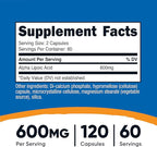 Nutricost Alpha Lipoic Acid 600mg Per Serving 120 Capsules, 60 Servings - Plant Based Caps, Non-GMO