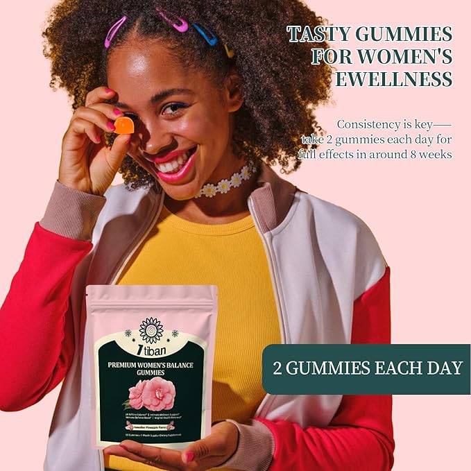 Pineapple Gummies for Women pH Balance, Feminine Probiotics for Vaginigal Health, Nutrition Feminine Gummies, Immune Support, Vegan, Gluten-Free, Hawaiian Pineapple 60 Gummies 30 Servings