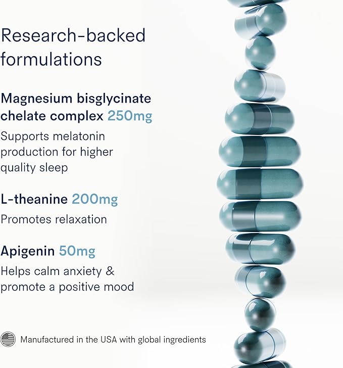 Tally Health Restore – Nighttime Sleep Formula with Magnesium Bisglycinate, L-Theanine & Apigenin | Melatonin-Free, Vegan, Non-GMO | Promotes Relaxation & Restful Sleep | 90 Capsules