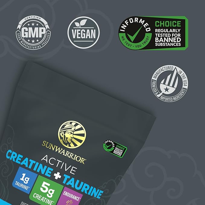 Creatine Monohydrate Powder Taurine Supplement, 5g Creatine Monohydrate 1g Taurine per Serving | Vegan Muscle Strength, Endurance & Recovery Support, Clean Performance Formula | 60 Servings Unflavored