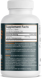 Bronson Vitamin K2 MK-7 200mcg Extra Strength, 250 Vegetarian Tablets