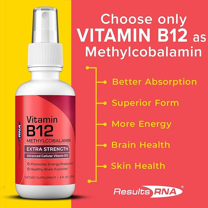 Results RNA - Advanced Cellular Vitamin B12 Methylcobalamin Supports Heart Health, Good Mood, Energy & Brain Function. Enjoy Superior Absorption Vitamin B12 Formula. (2 oz - 30 Servings)
