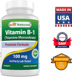 Best Naturals DMAE Supplement 250 mg & Vitamin B1 as Thiamine Mononitrate 100 mg
