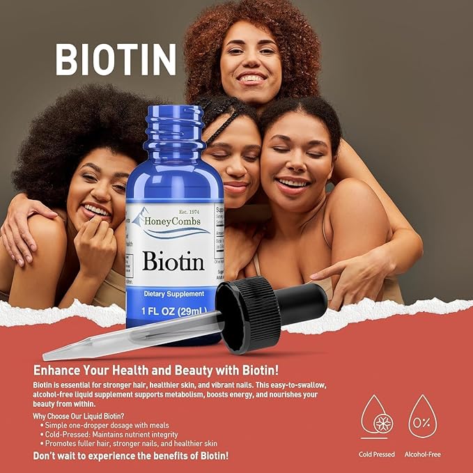 HoneyCombs Biotin Extract Alcohol Free (Liquid), 1 oz