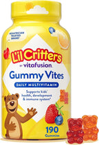 L'il Critters Gummy Vites Daily Kids Multivitamins Assorted Fruit Flavors for Ages 2+ Toddlers & Kids, Gummy Vitamin with Vitamin C and D, 95-190 Day Supply, 190 Gummies