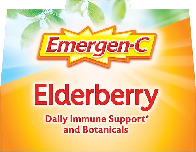 Emergen-C Elderberry Fizzy Drink Mix, Elderberry Immune Support, Natural Flavors, With High Potency Vitamin C, 18 Count