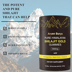 Natural Himalayan Shilajit Gold Gummies – 3000mg Shilajit with KSM-66 Ashwagandha, Gokshura & Black Musli, No Added Sugar Energy & Stamina Support Supplement for Men & Women – 60 Gummies