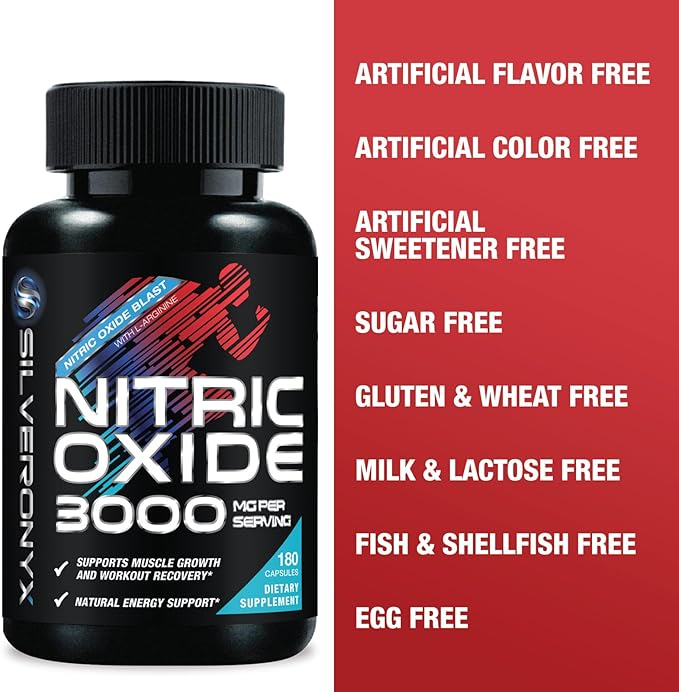 Extra Strength Nitric Oxide Booster - 3X Strength L-Arginine AKG & Citrulline Malate - Men & Women Premium Pre Workout Nitric Booster - Natural Energy & Muscle Support, Bottled in USA - 180 Capsules