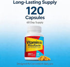 Vitamin B2 Riboflavin 400mg with Magnesium & CoQ10, High Potency Vitamin B2 Supplement for Energy Metabolism & Daily Wellness, 120 Veggie Capsules, 60 Day Supply