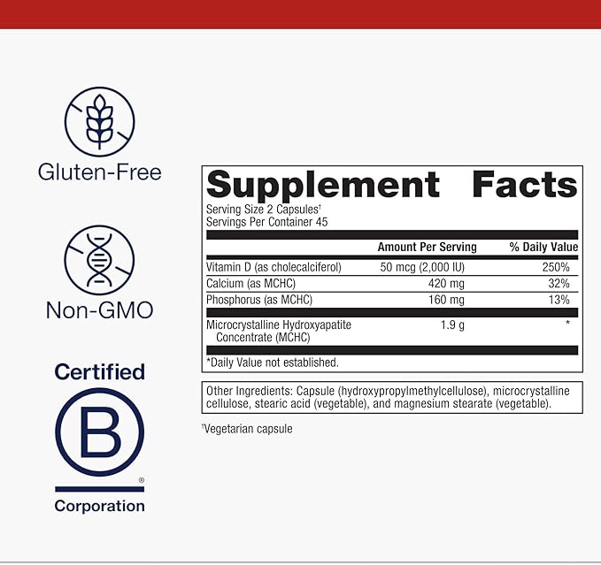Metagenics Bone Builder Plus - MCHC Supplement for Bone Health* - High-Absorption Formula with Calcium, Phosphorus & 2000 IU Vitamin D - Non-GMO & Gluten-Free - 90 Capsules