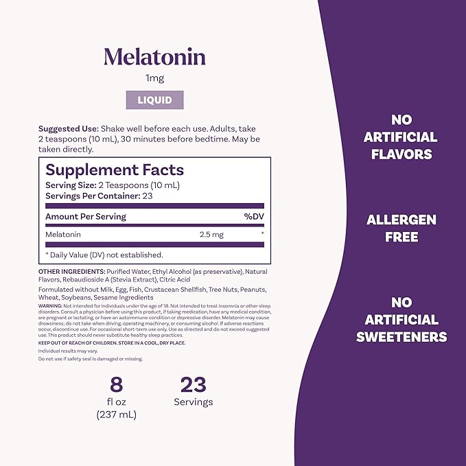 Natrol Liquid Melatonin 2.5 mg, Adult Melatonin Supplement to Fall Asleep Faster and Stay Asleep Longer, Wake Up Refreshed, 8 FL OZ Berry-Flavored Liquid, Up to a 23 Day Supply