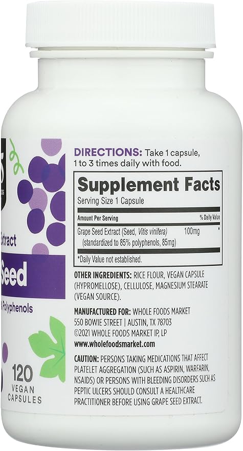 Whole Foods Market, Grapeseed Extract 100mg, 120 CT