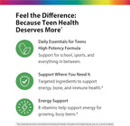 Rainbow Light Teen Multivitamin | 45 Caplets | for Boys and Girls | with DermaComplex, Real Food Nutrients & Iron | Probiotics & Enzymes | Energy, Bone & Immune Support