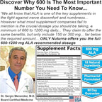 Neuropathy Nerve Support Supplement with 600 mg Pure Alpha Lipoic Acid - Maximum Strength Formula for Fingers, Hands, Toes, & Feet - 120 Capsules