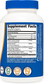 Nutricost Turmeric + Ginger Capsules with Bioperine, 2400mg Per Serving, 120 Capsules - GMO-Free, Gluten-Free, 40 Servings