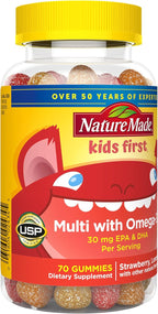 Nature Made Kids First Multivitamin with Omega-3, Kids Gummy Multivitamins with Vitamins and Minerals for Nutritional Support, 70 Gummies