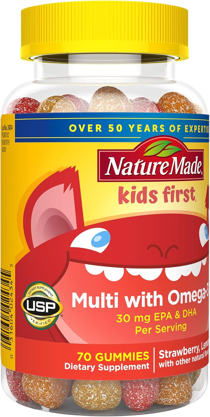 Nature Made Kids First Multivitamin with Omega-3, Kids Gummy Multivitamins with Vitamins and Minerals for Nutritional Support, 70 Gummies