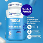 Herbtonics TUDCA 1000mg Liver Detox & Gallbladder Support – Milk Thistle & Pterostilbene Enhanced Bile Salt for Liver Cleanse, Healthy Bile Flow, and Digestive Health (60 Vegan Capsules)