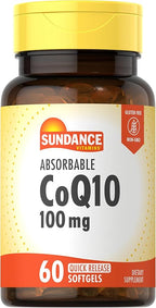 Sundance CoQ10 100mg Softgels | 60 Count | with Black Pepper Extract | Non-GMO & Gluten Free Supplement