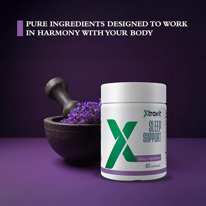 Sleep Support Supplement - Natural Herbal Sleep-Aid for Men & Women - Extra Strength PM Supplements - May Support Calm & Deep Rest - Non-GMO & Gluten Free, 60 Capsules