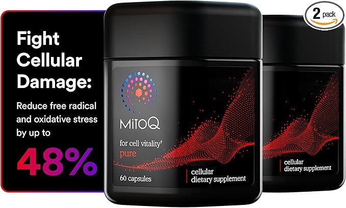 MitoQ Pure Advanced Mitochondria Supplement Superior Bioavailability to CoQ10 | Reduces Free Radical Damage for Healthy Aging, Metabolism, Heart Health, Energy, Strength & Mobility