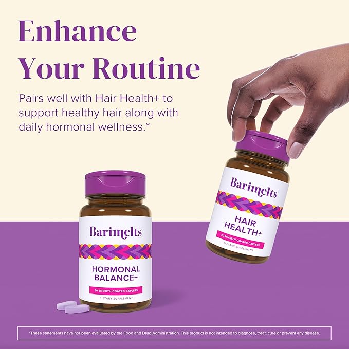 BariMelts Hormonal Balance+ for GLP-1 Users and Bariatric Patients - DIM, NAC & Chasteberry Supports Hormone Balance for Women - 60 Smooth-Coated Caplets (1-Month Supply)