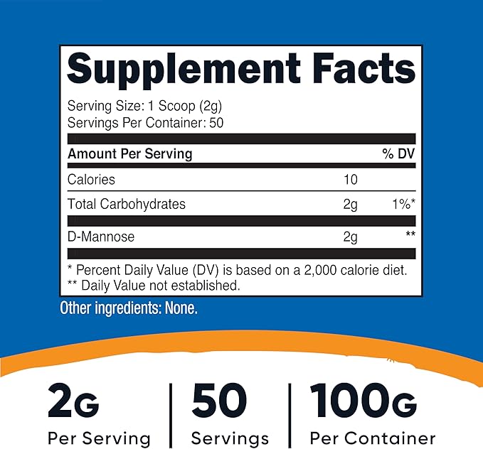 Nutricost D-Mannose Powder 100 Grams (50 Servings) - Non-GMO and Gluten Free